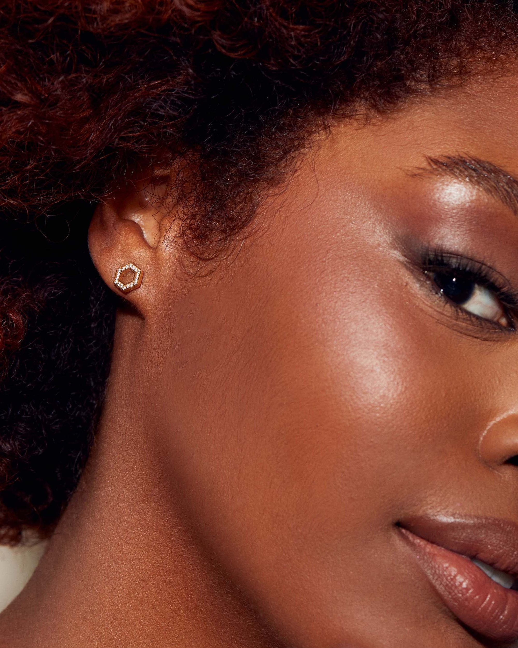 Olivia Stud Earrings by Ora Ana worn on the ear
