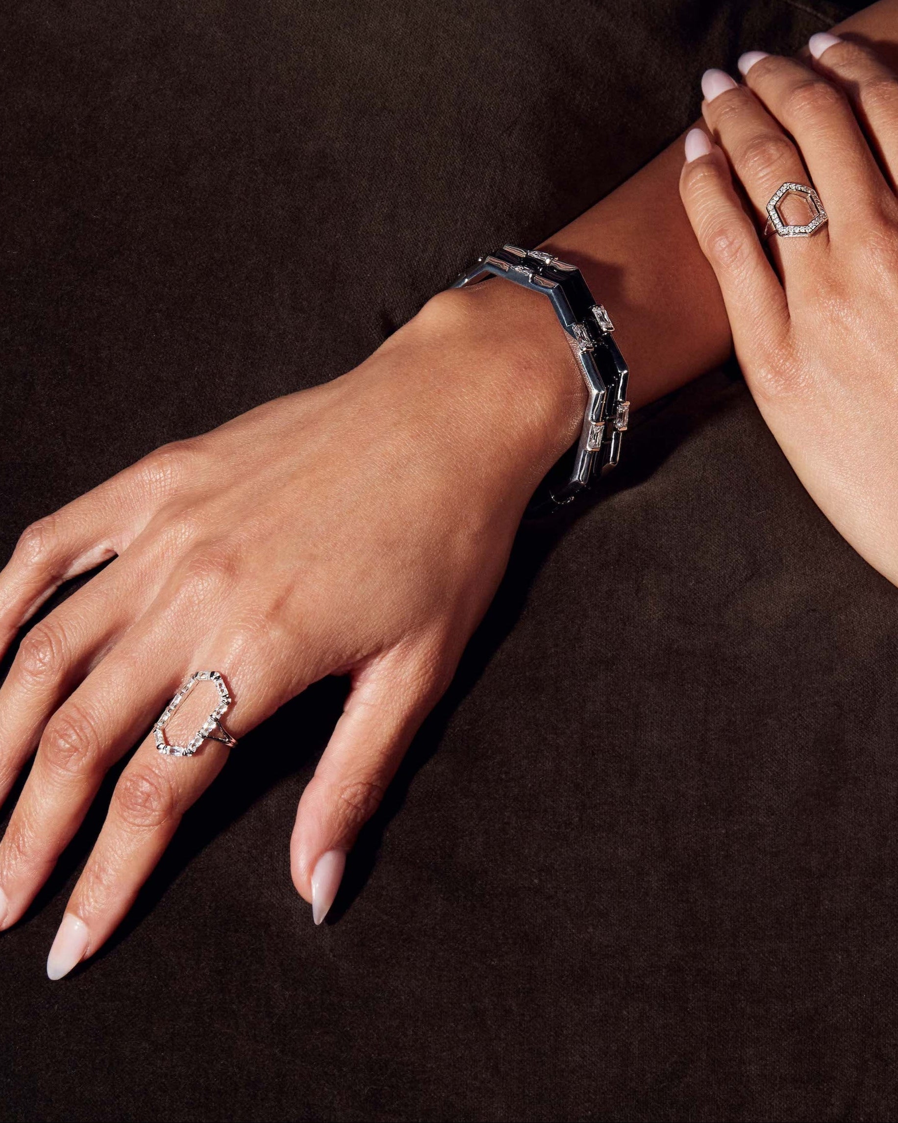 Ora Ana James Ring shown stacked with other pieces