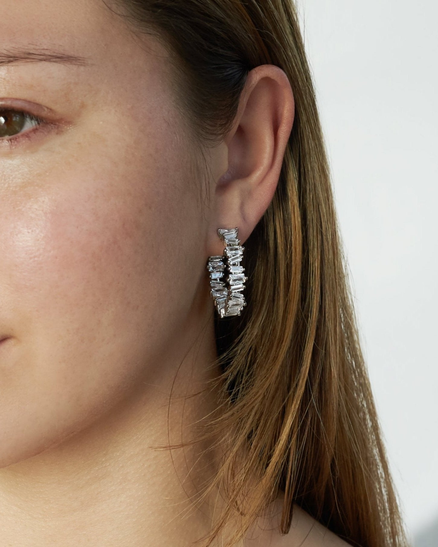 Alternate angle of the Ora Ana Clarity Hoop Earrings