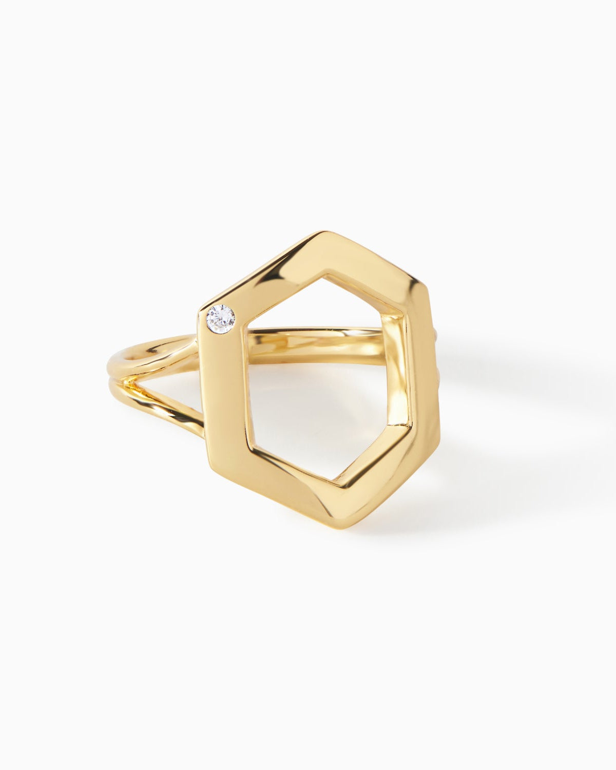 Ora Ana Danielle Burnish Stone Ring, a hexagon band with a single burnished stone
