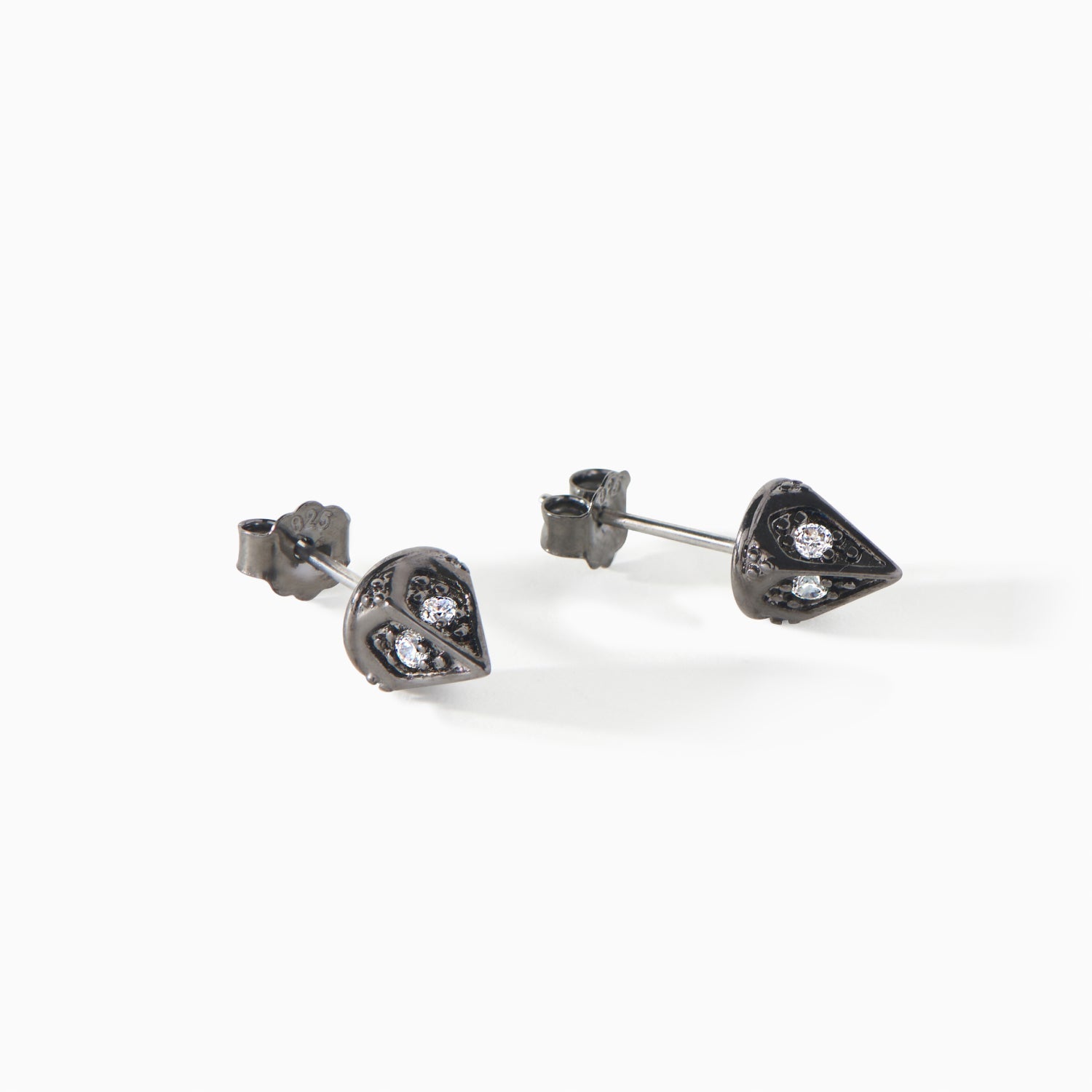 Dagger Stud Earrings in black finish with black CZ from Ora Ana