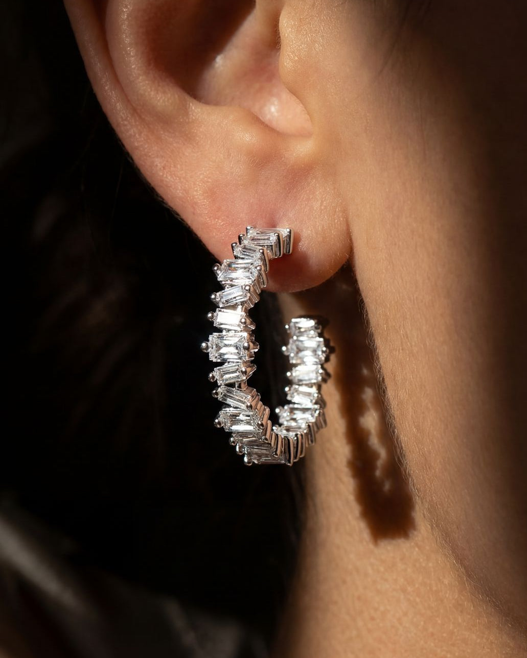 Ora Ana Clarity Hoop Earrings shown in a styled setting