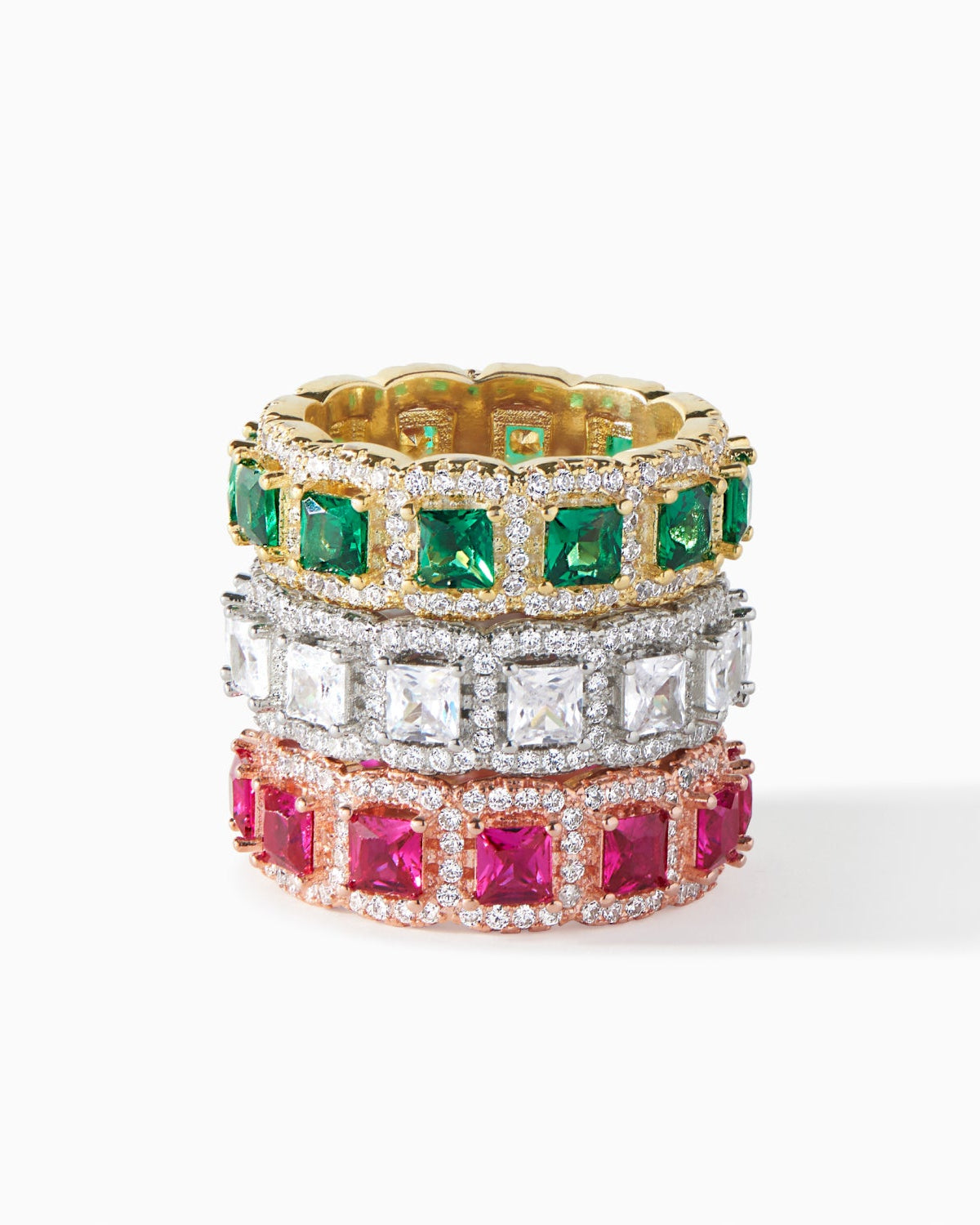 All Ora Ana Crystalline Ring stone colors shown together