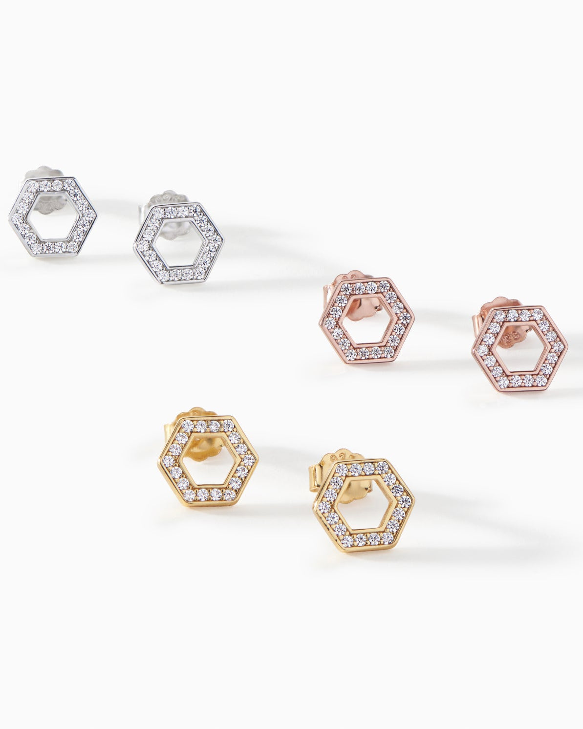 All four Ora Ana Olivia Stud Earring finishes shown together