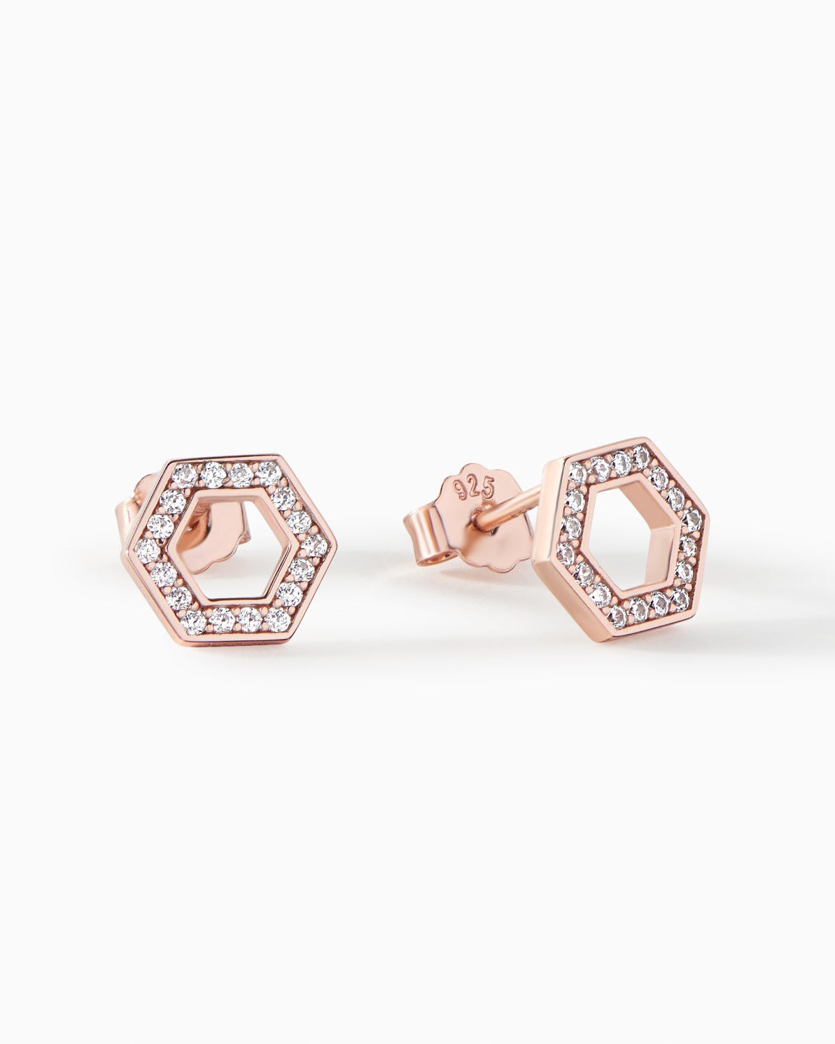 Olivia Stud Earrings in rose gold vermeil with white CZ from Ora Ana