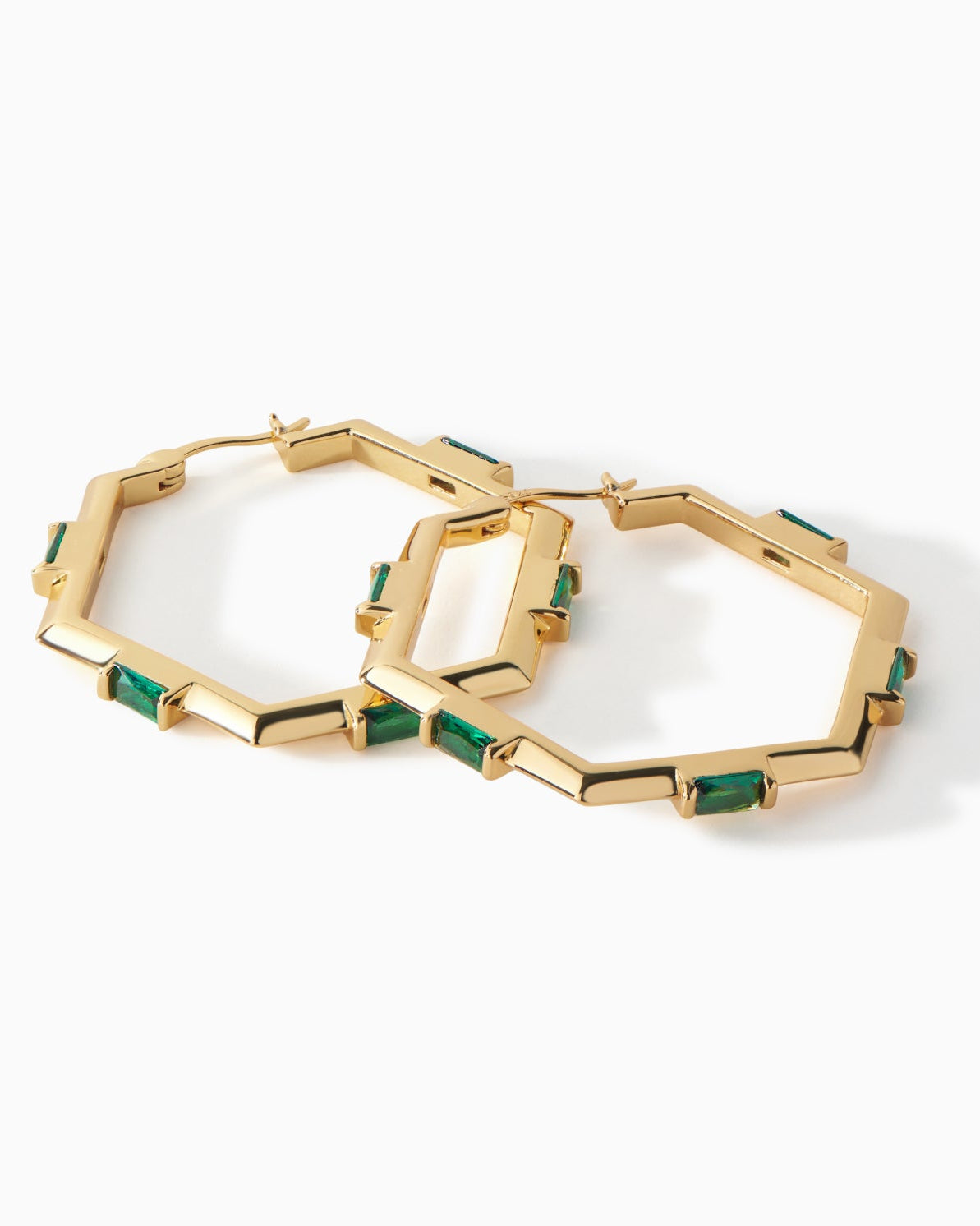 Ora Ana Claire Hoop Earrings in the medium 40mm size, high polished with CZ stones