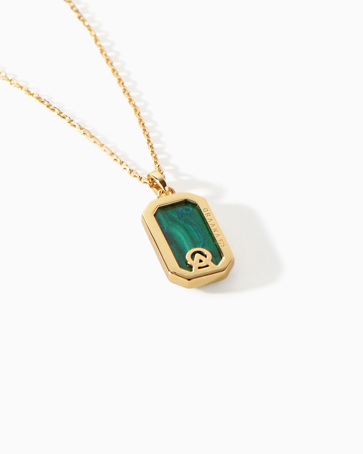 Ora Ana Tessa Tag Necklace in malachite, alternate view