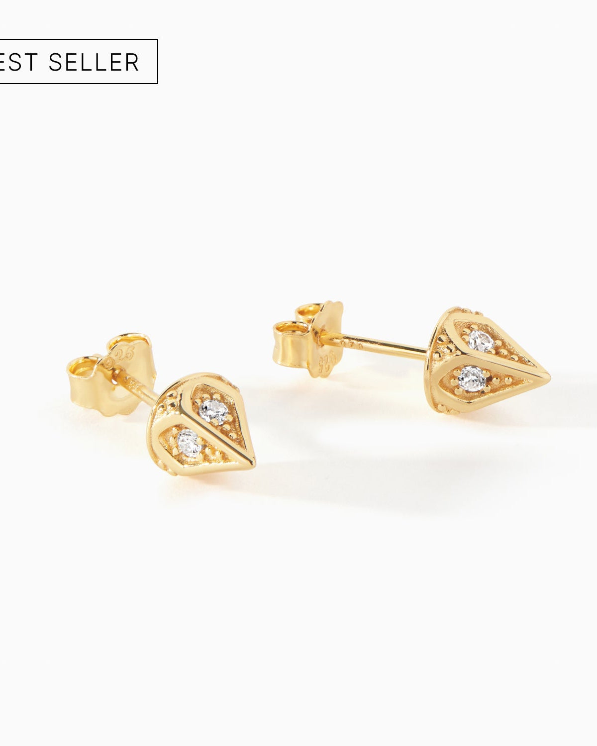 Ora Ana Dagger Stud Earrings in gold vermeil with white CZ