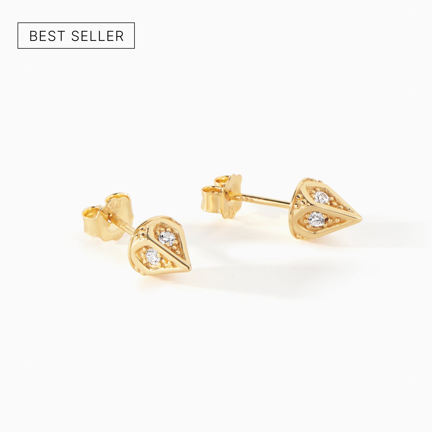 Ora Ana Dagger Stud Earrings in gold vermeil with white CZ