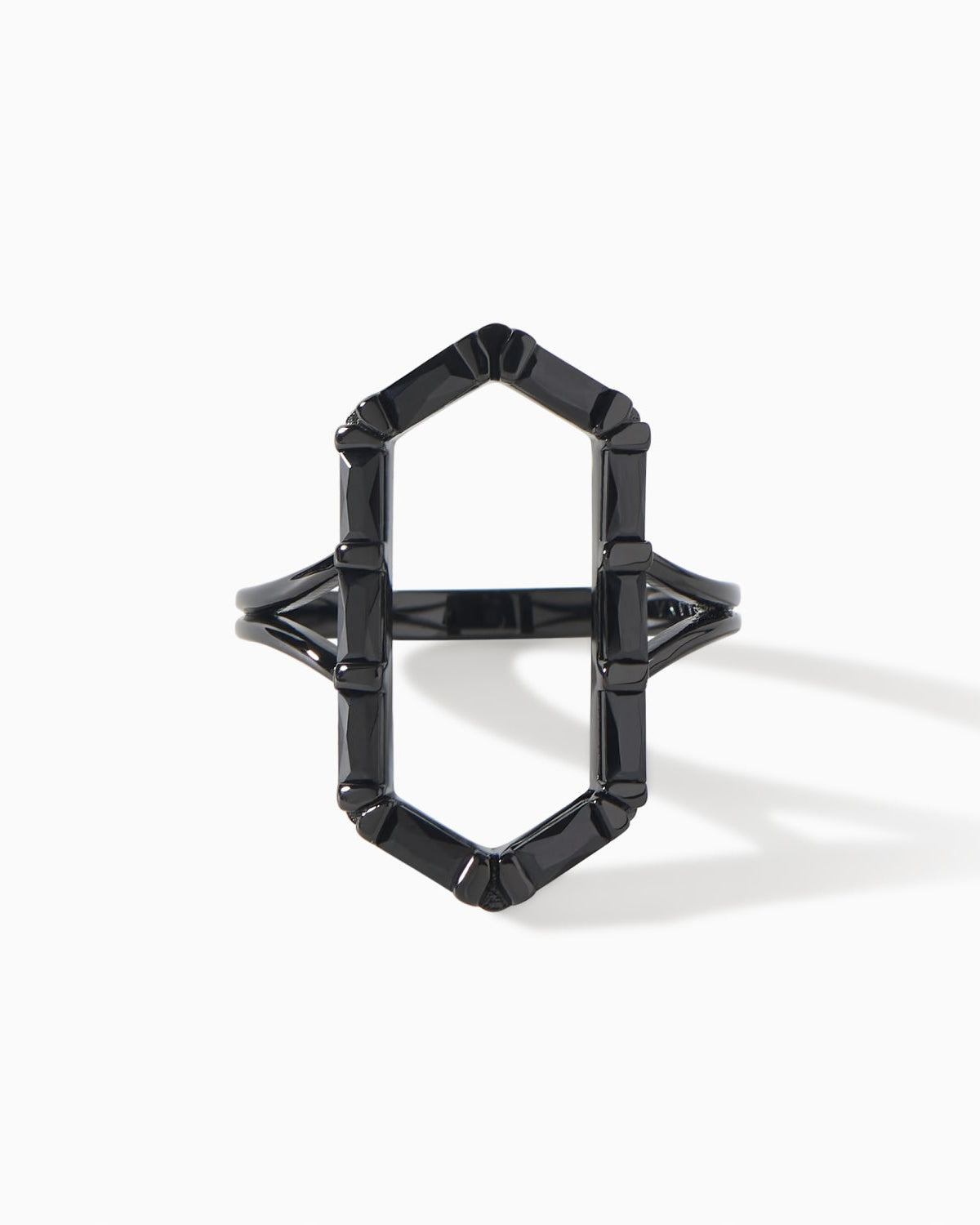 James Ring in black with emerald CZ from Ora Ana