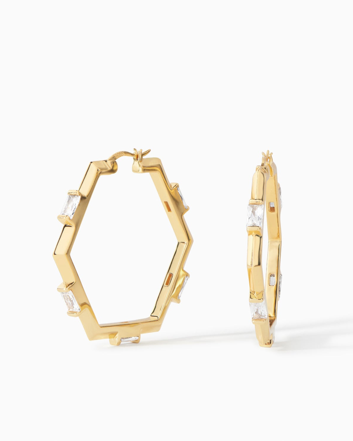 Claire Hoop Earrings medium in gold vermeil with white CZ from Ora Ana