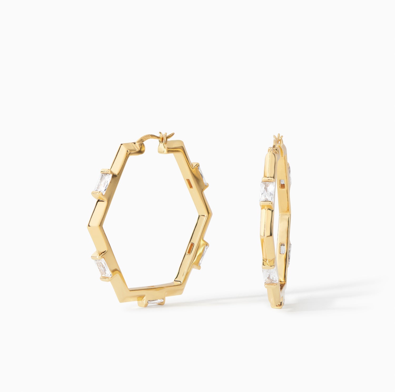Claire Hoop Earrings medium in gold vermeil with white CZ from Ora Ana