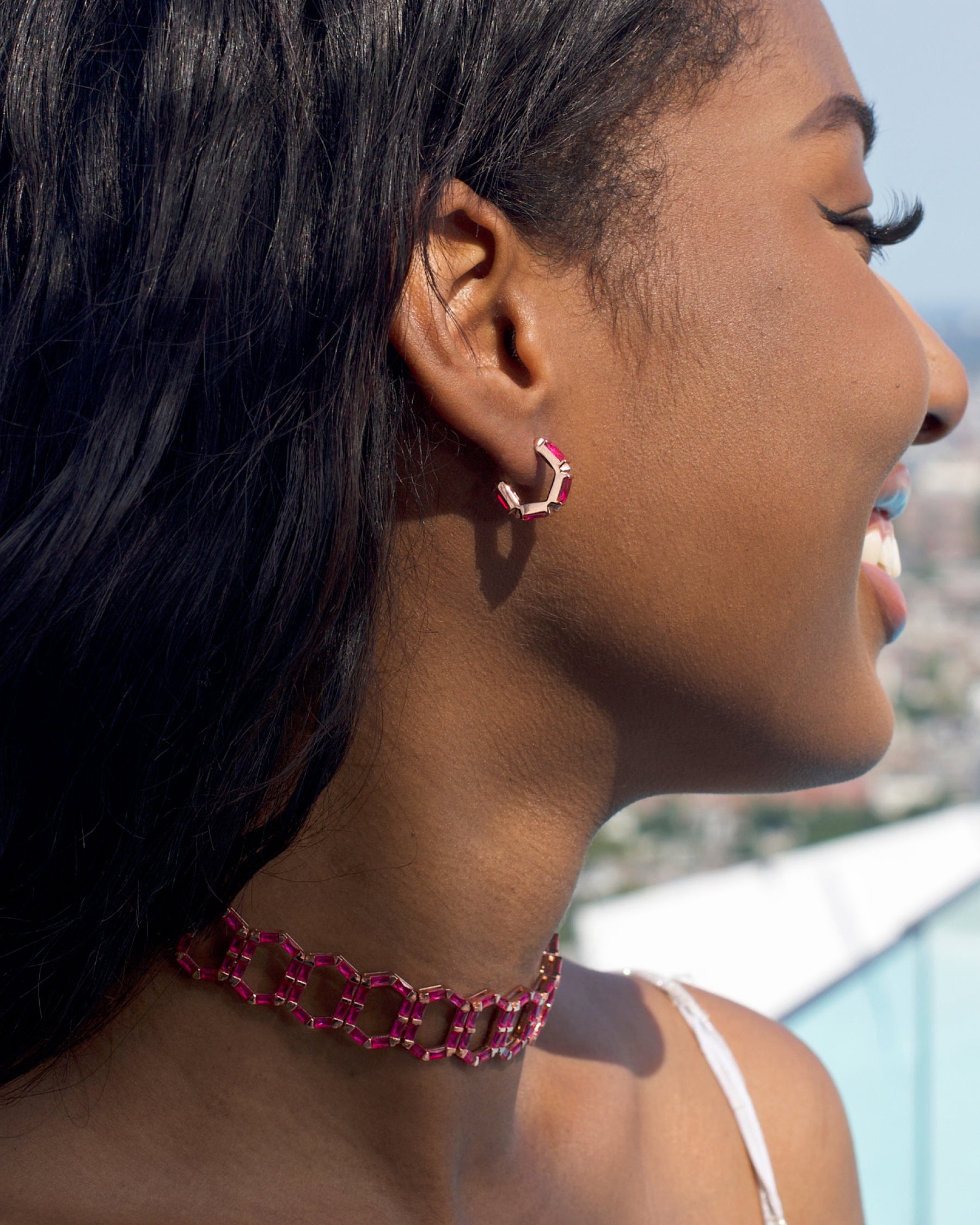 Claire Huggie Hoops in rose gold vermeil from Ora Ana
