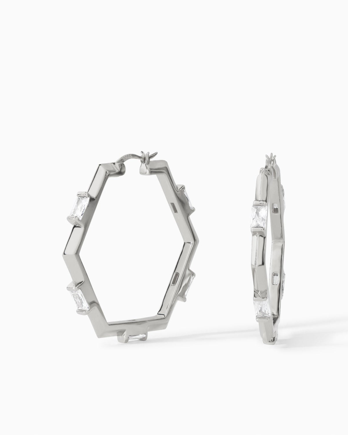 Claire Hoop Earrings medium in sterling silver with white CZ from Ora Ana