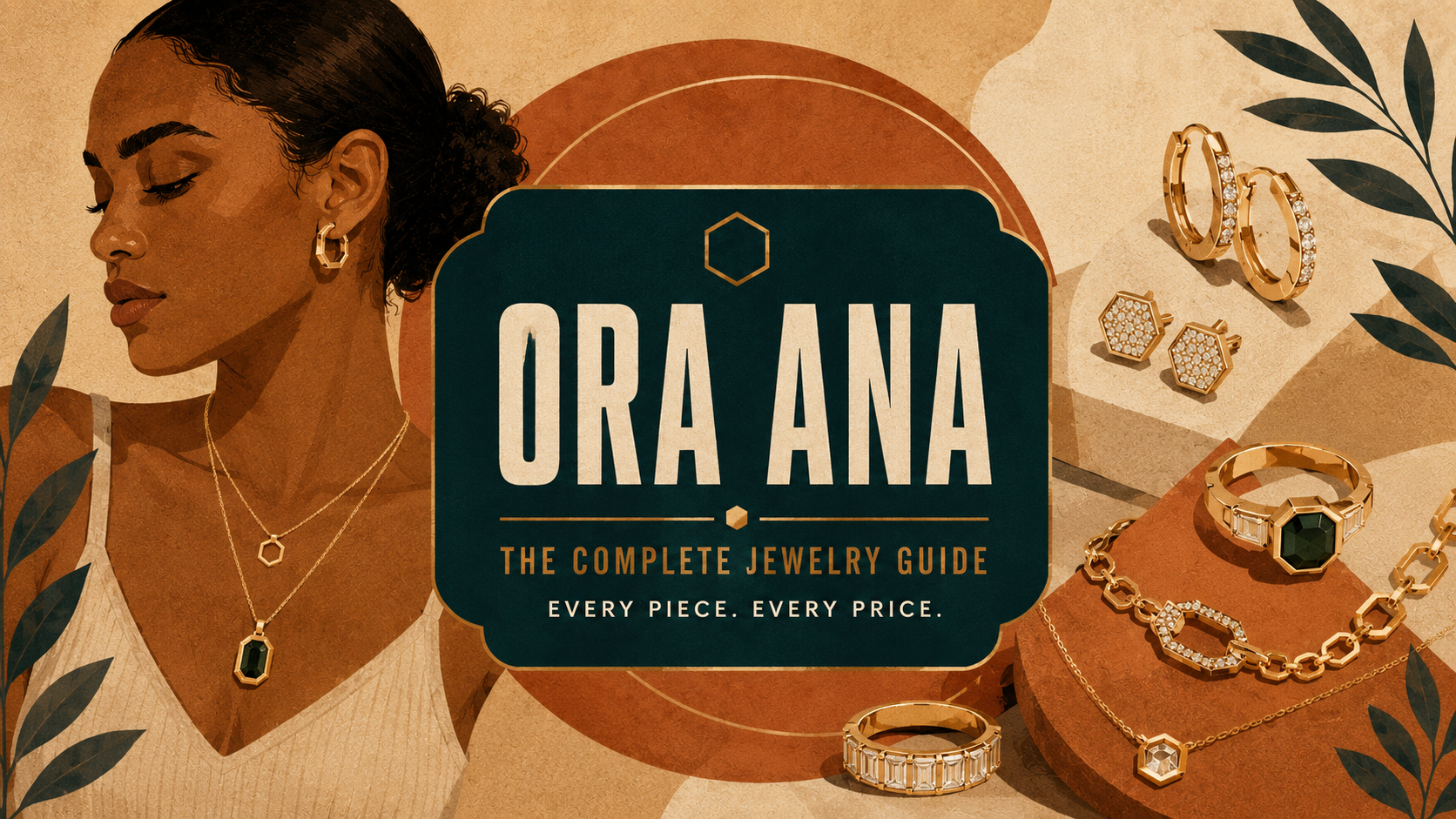 Ora Ana demi-fine jewelry: hexagon rings, hoops and gemstone necklaces in gold vermeil