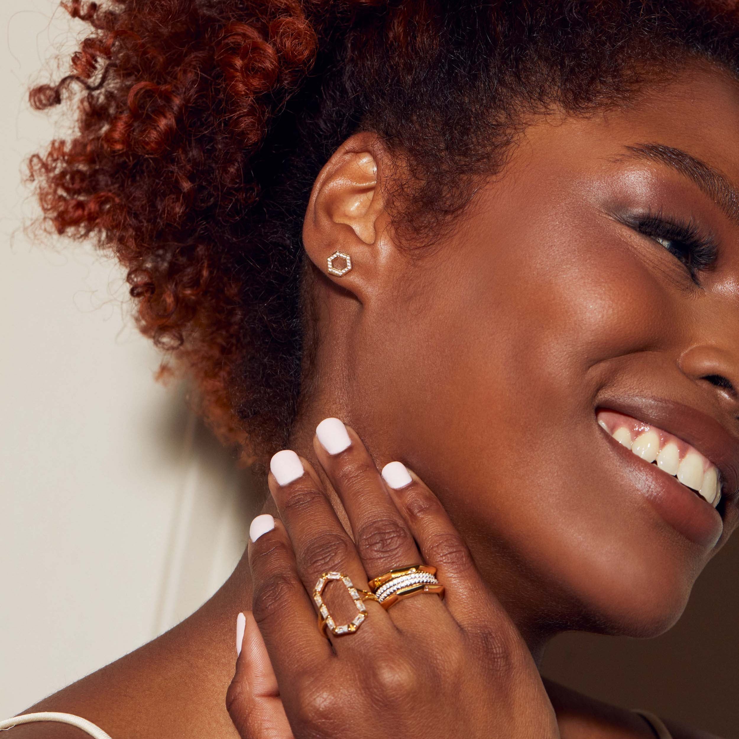 Ora Ana Olivia Studs styled close to the ear