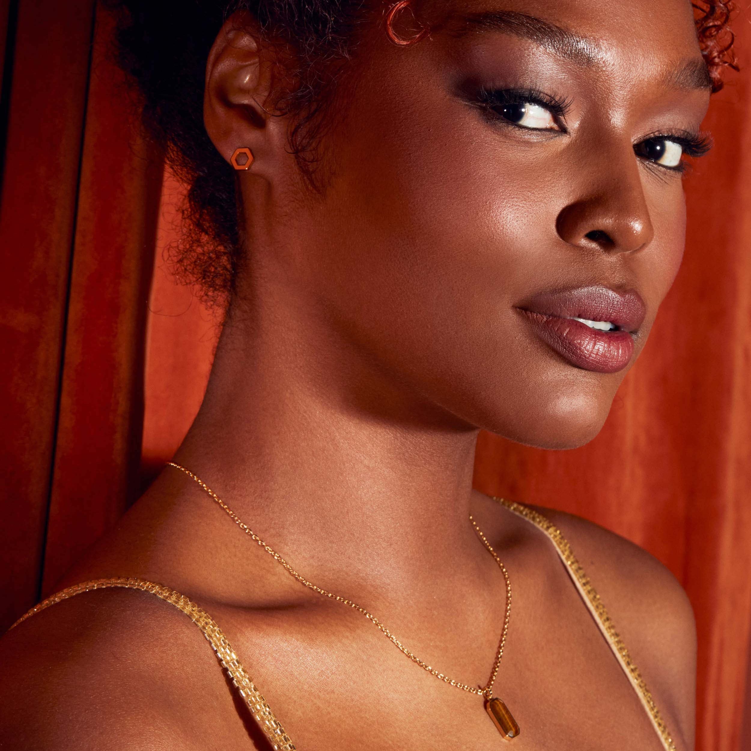 Helena Stud Earrings by Ora Ana worn on the ear