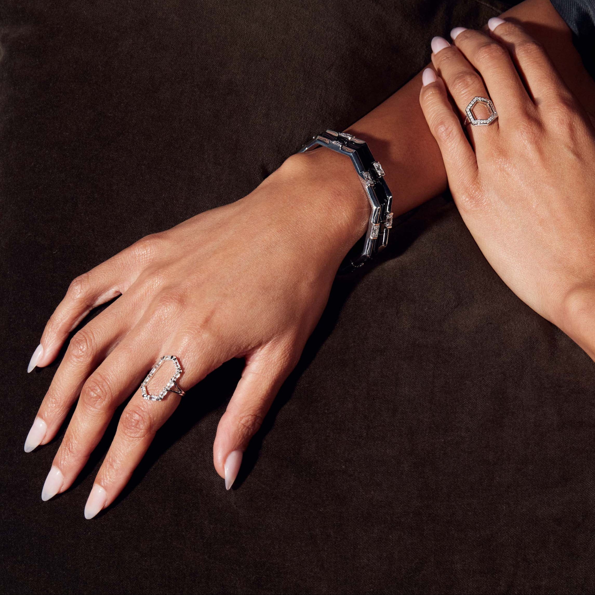 Ora Ana James Ring shown stacked with other pieces