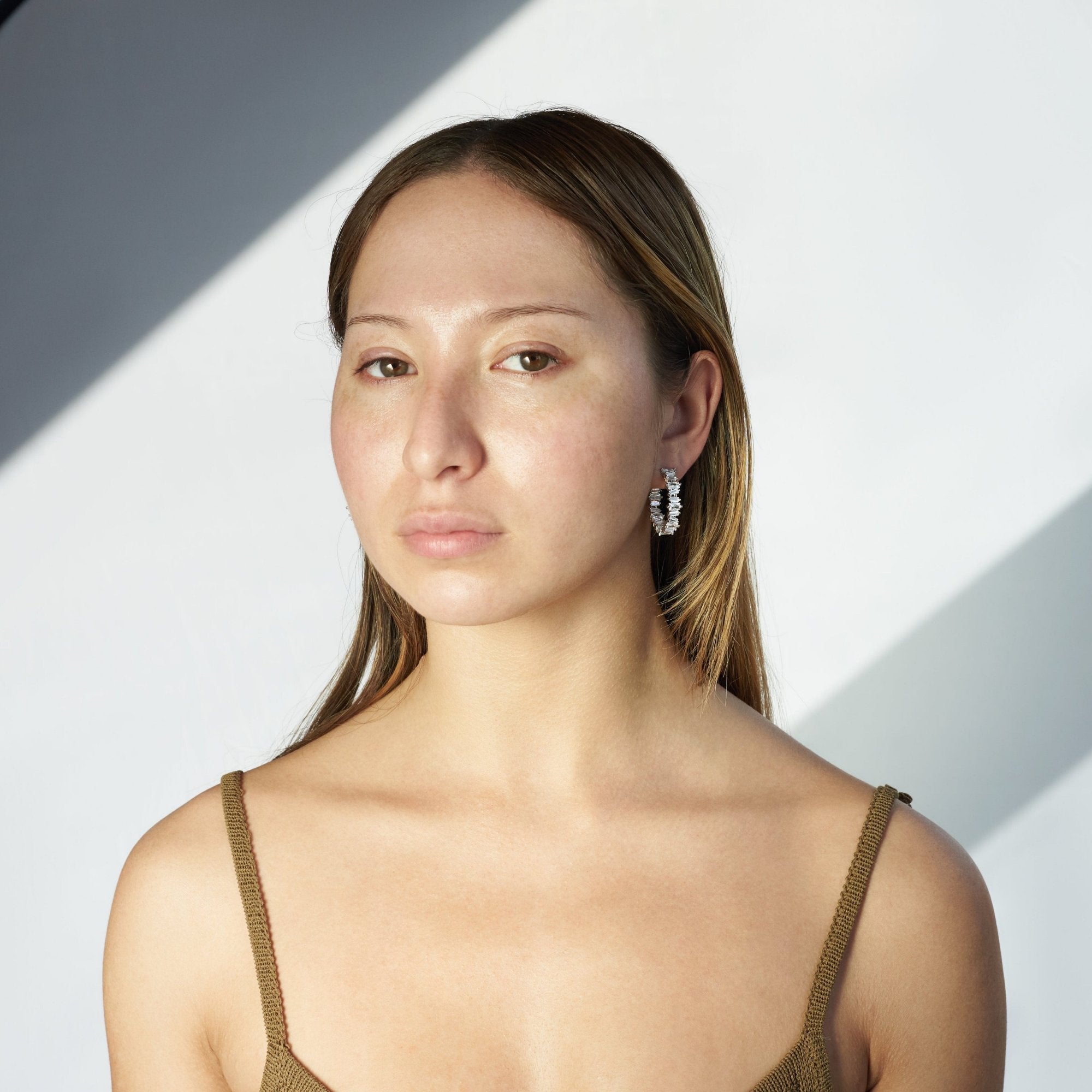 Ora Ana Clarity Hoops styled on the ear