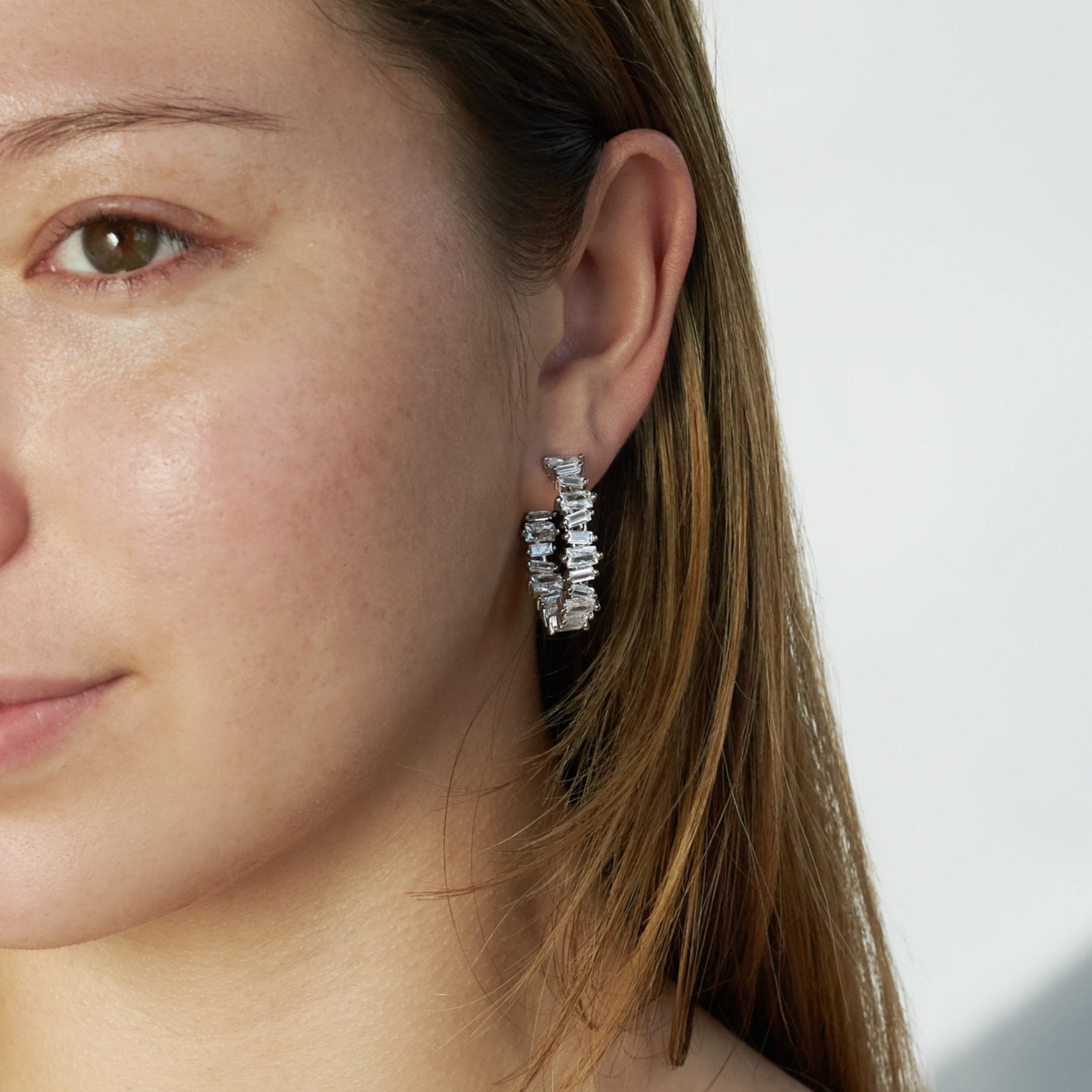 Alternate angle of the Ora Ana Clarity Hoop Earrings