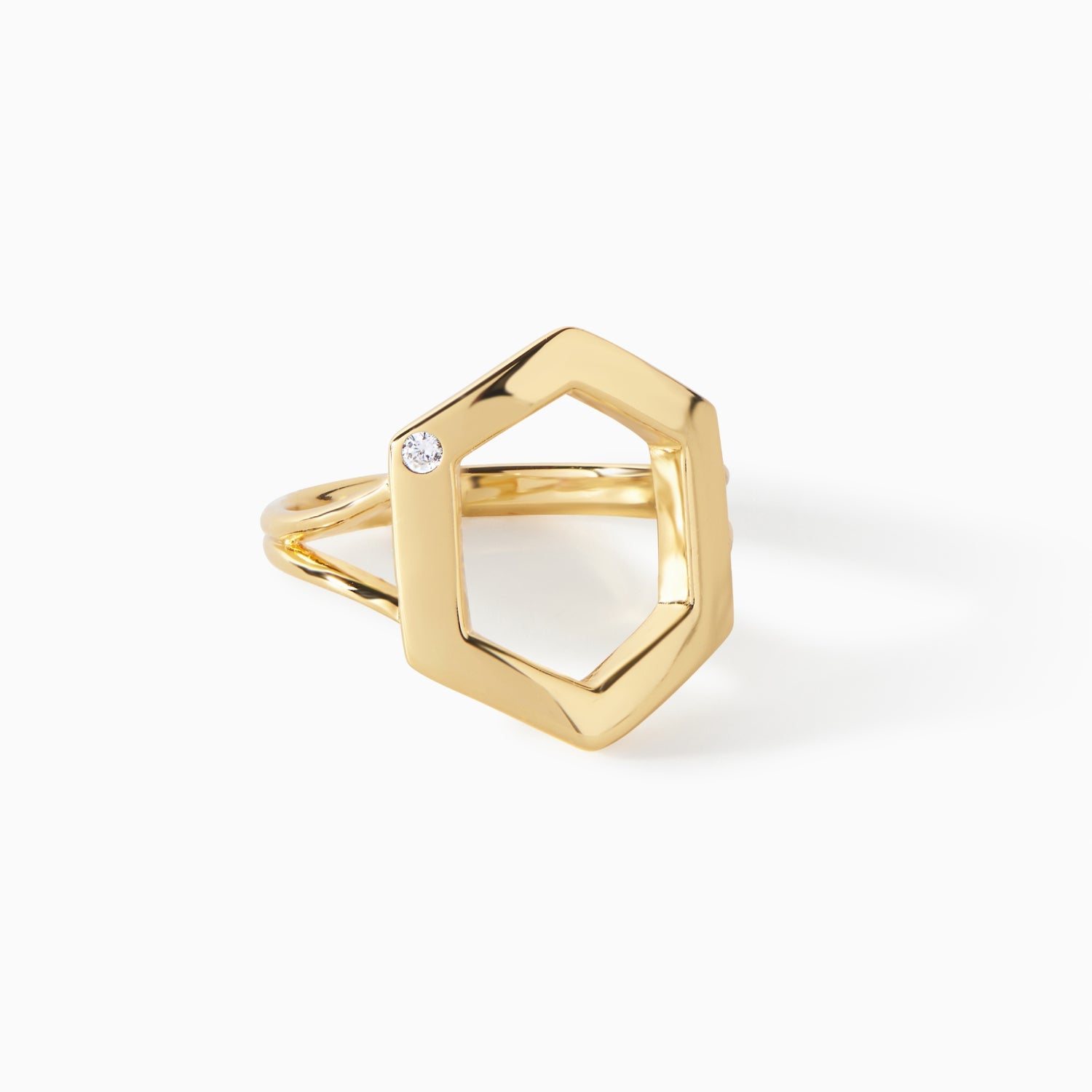 Ora Ana Danielle Burnish Stone Ring, a hexagon band with a single burnished stone