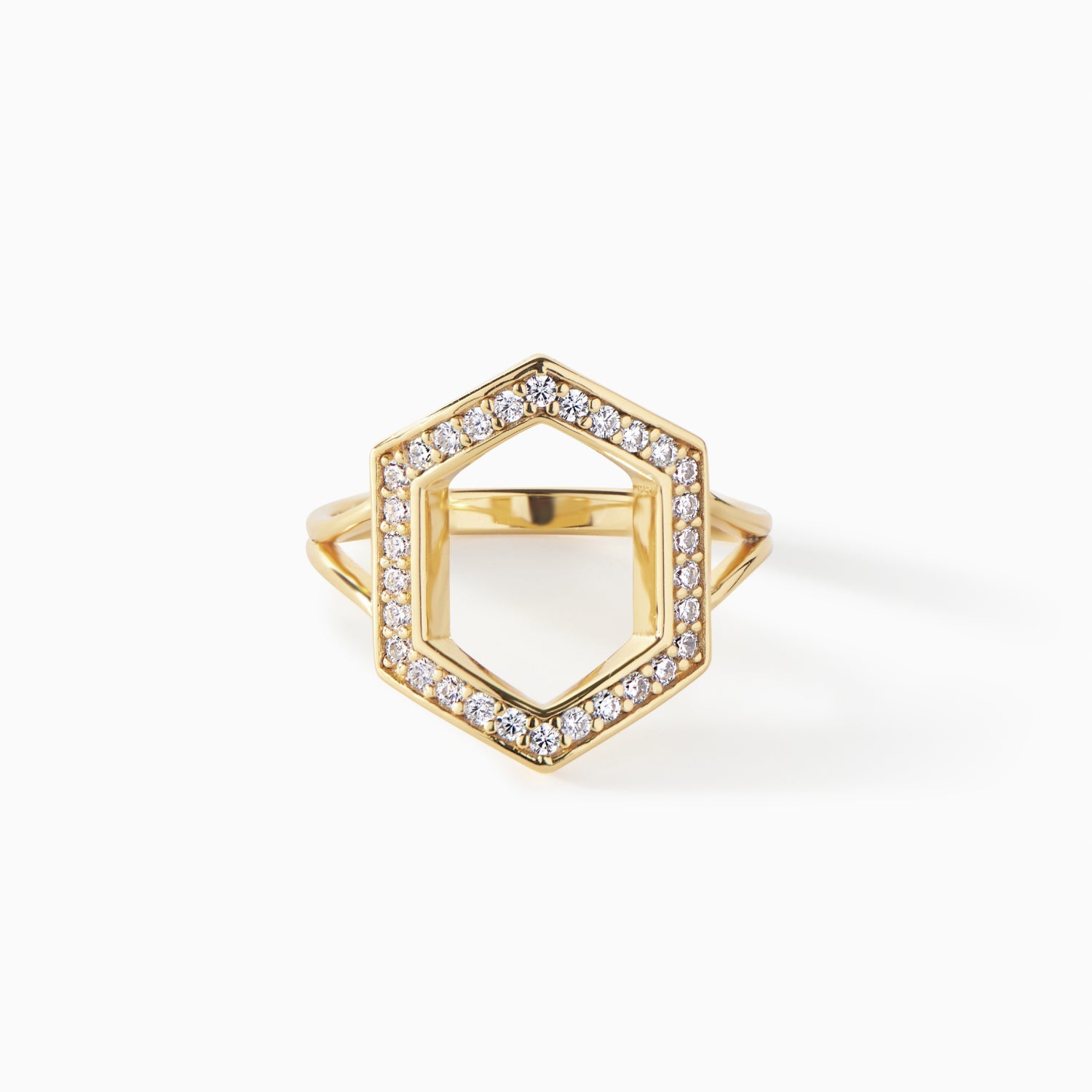 Ora Ana Donna Ring, an open hexagon band edged in sparkling stones