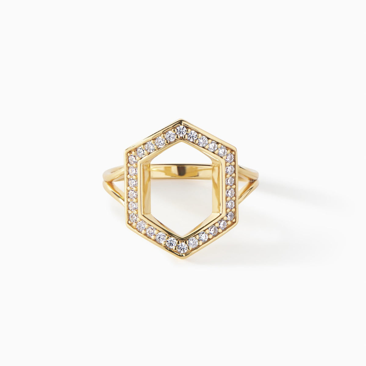 Ora Ana Donna Ring, an open hexagon band edged in sparkling stones