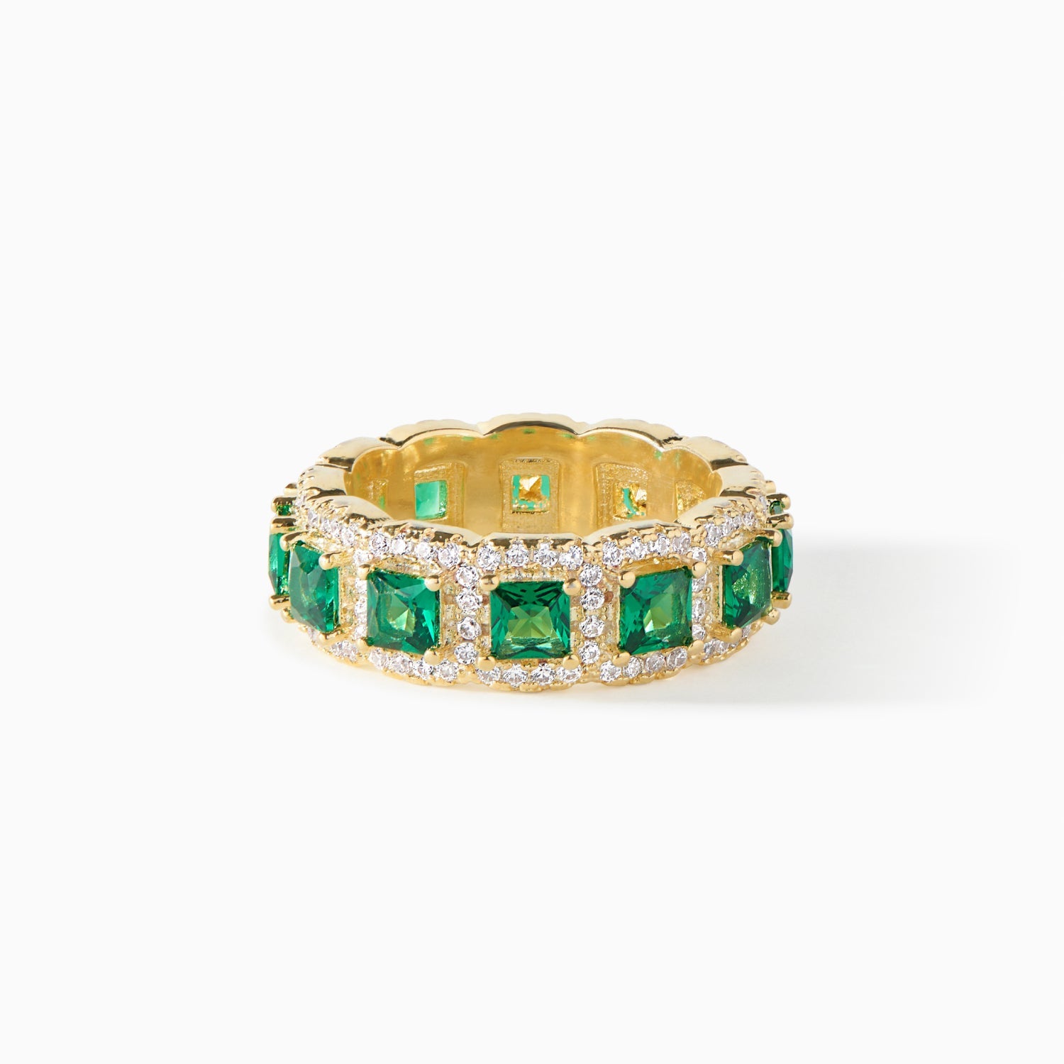 Ora Ana Crystalline Ring, a band of square cut crystals haloed in smaller stones