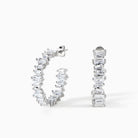 Ora Ana Clarity Hoop Earrings in polished rhodium silver set with white CZ baguettes