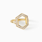 Detail of the open hexagon form on the gold vermeil Ora Ana Donna Ring