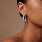 Clarity Hoop Earrings by Ora Ana, smooth polished hoop with baguette cut stones
