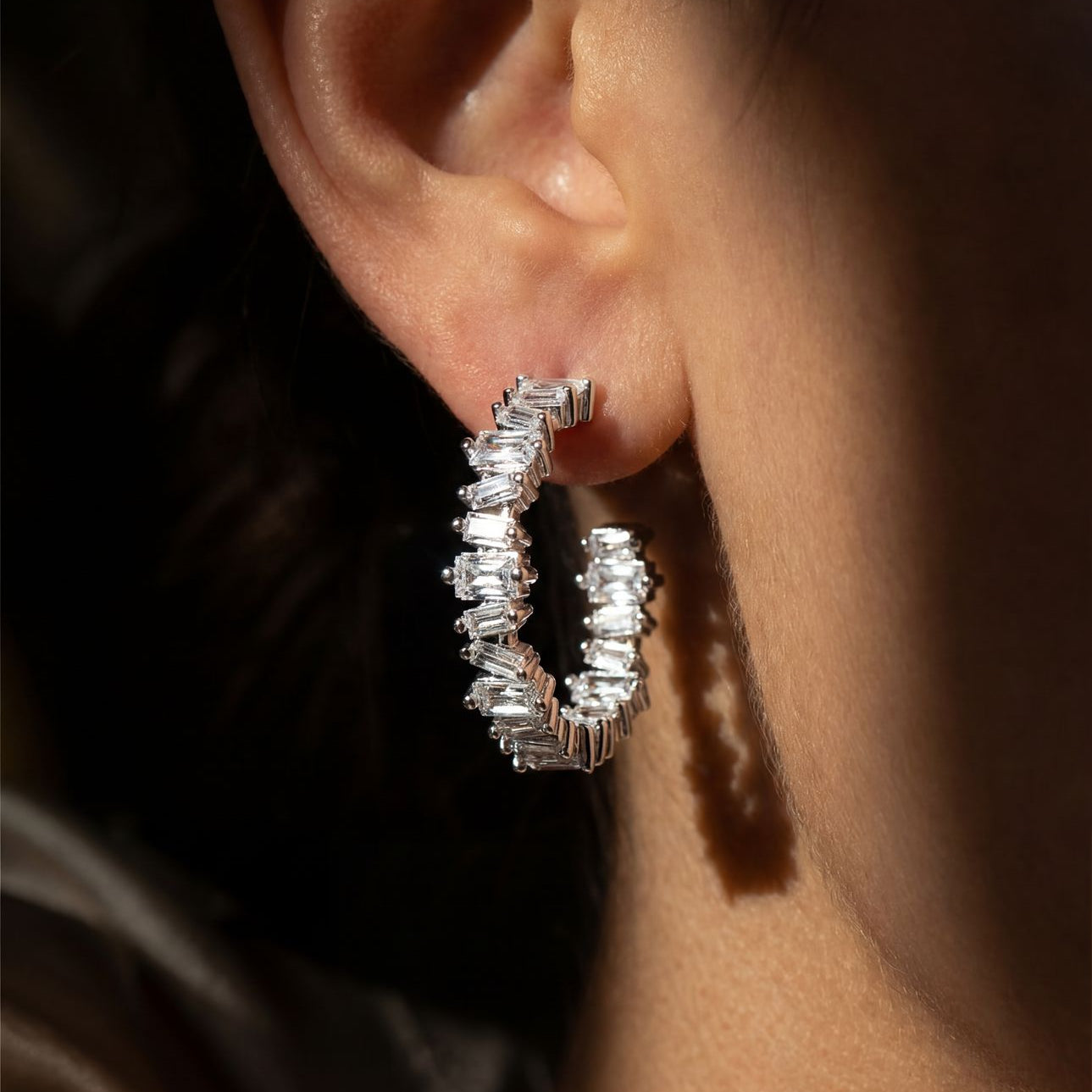 Ora Ana Clarity Hoop Earrings shown in a styled setting