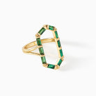 Detail of the baguette stones on the gold vermeil Ora Ana James Ring