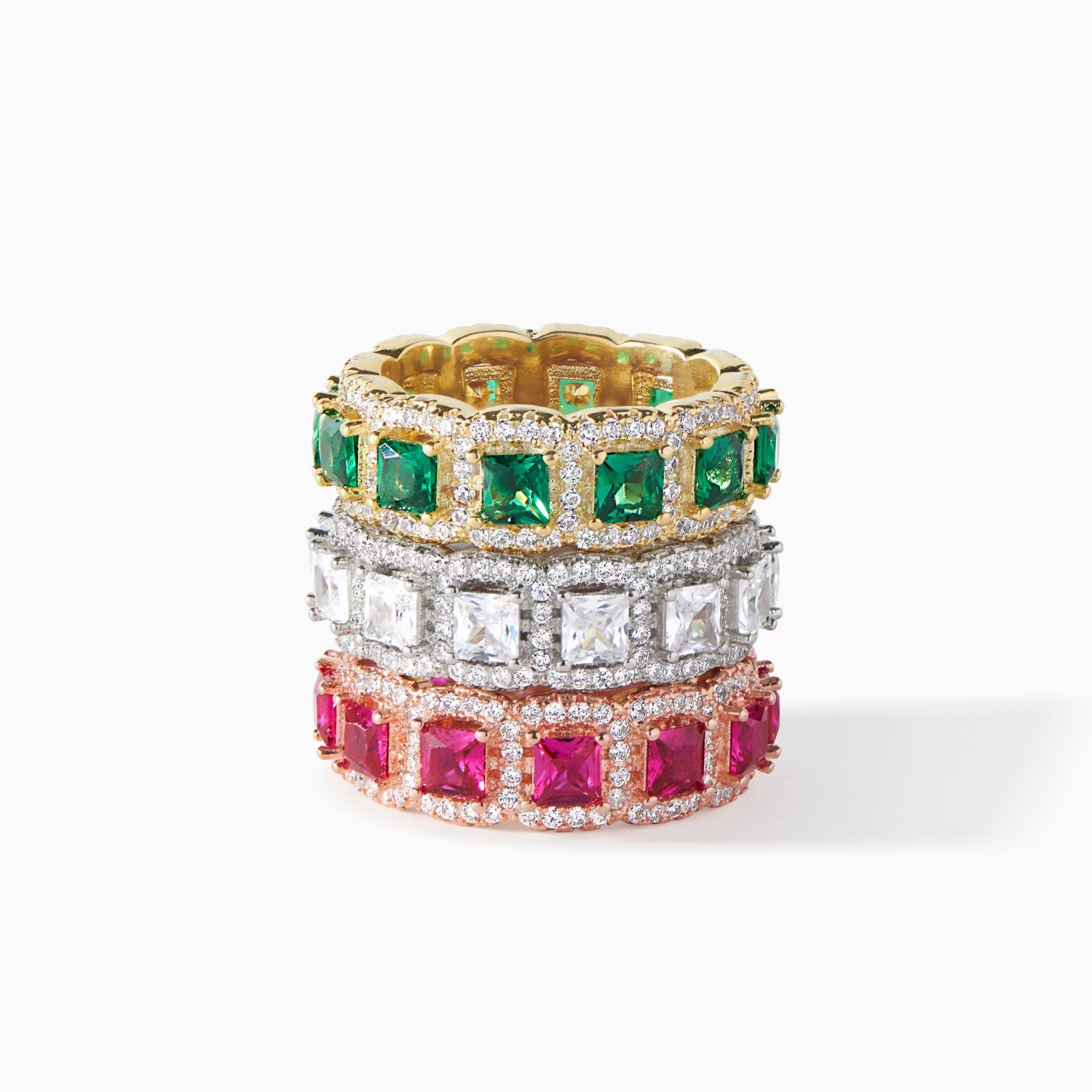 All Ora Ana Crystalline Ring stone colors shown together