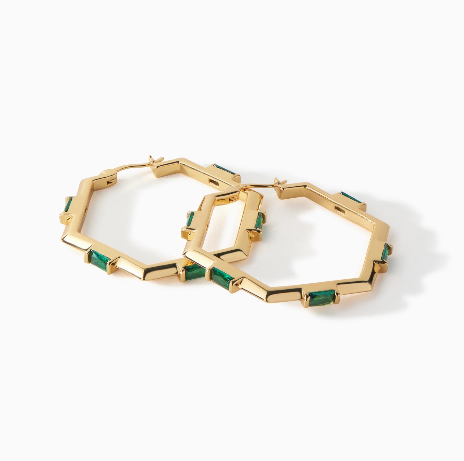 Ora Ana Claire Hoop Earrings in the medium 40mm size, high polished with CZ stones