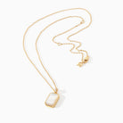 Ora Ana Tessa Tag Necklace with mother of pearl, close detail