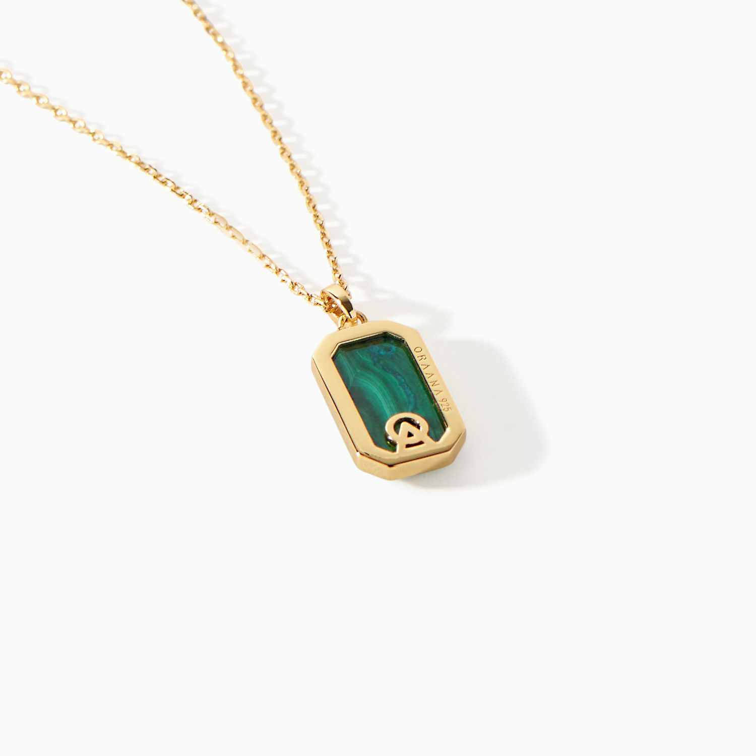 Ora Ana Tessa Tag Necklace in malachite, alternate view