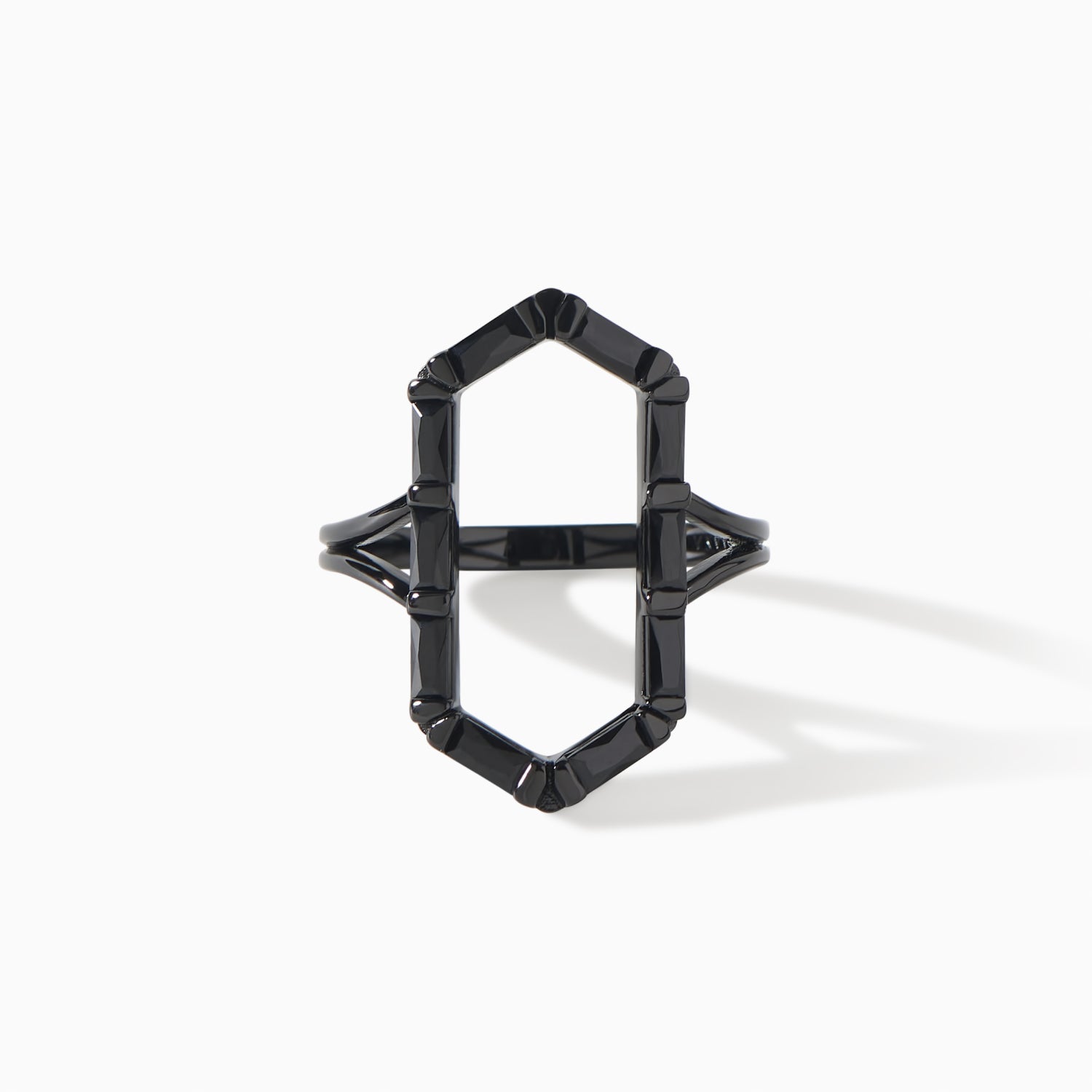 James Ring in black with emerald CZ from Ora Ana
