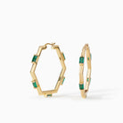 Claire Hoop Earrings medium in gold vermeil with emerald CZ from Ora Ana