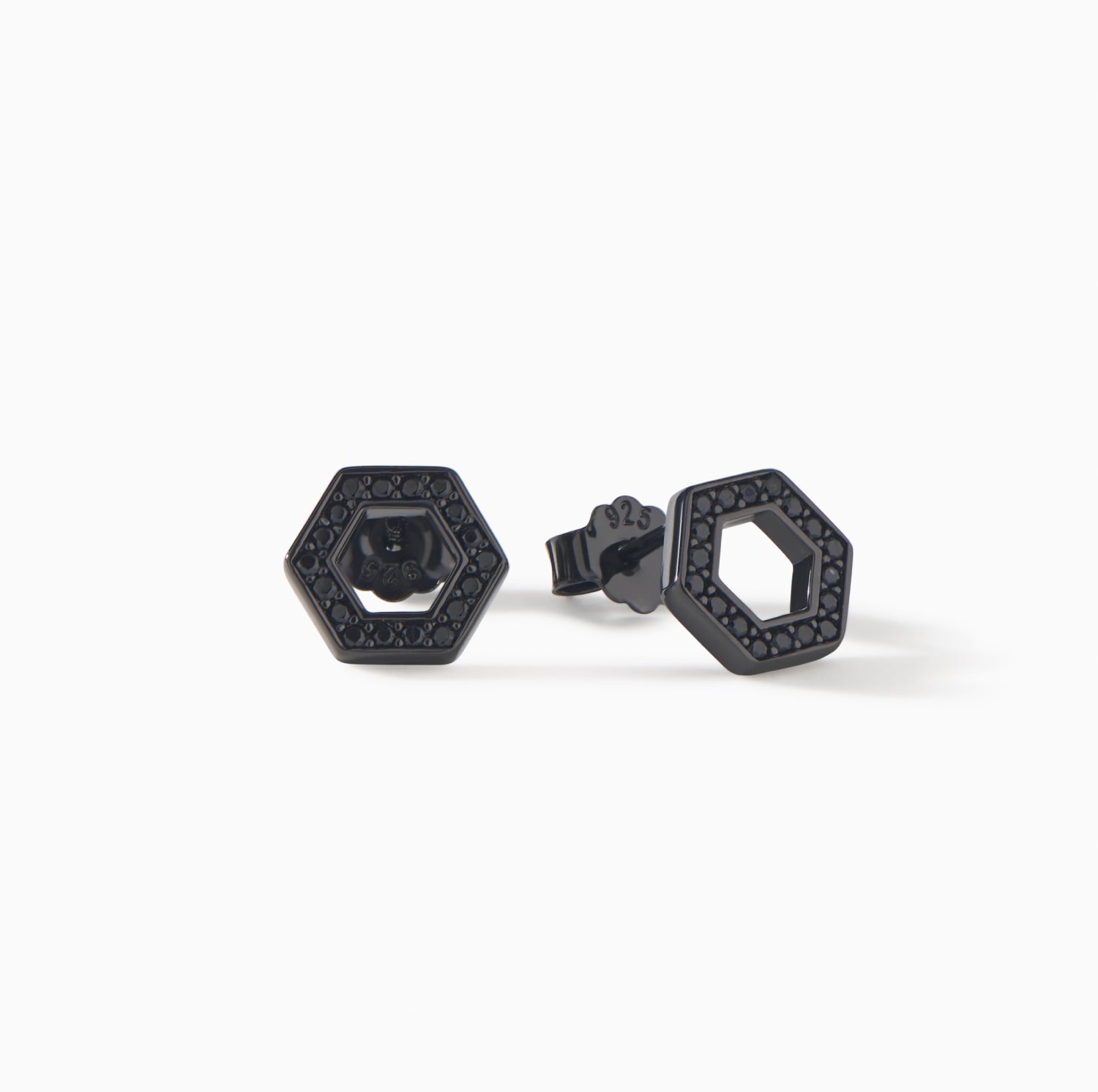 Olivia Stud Earrings in black finish with white CZ from Ora Ana