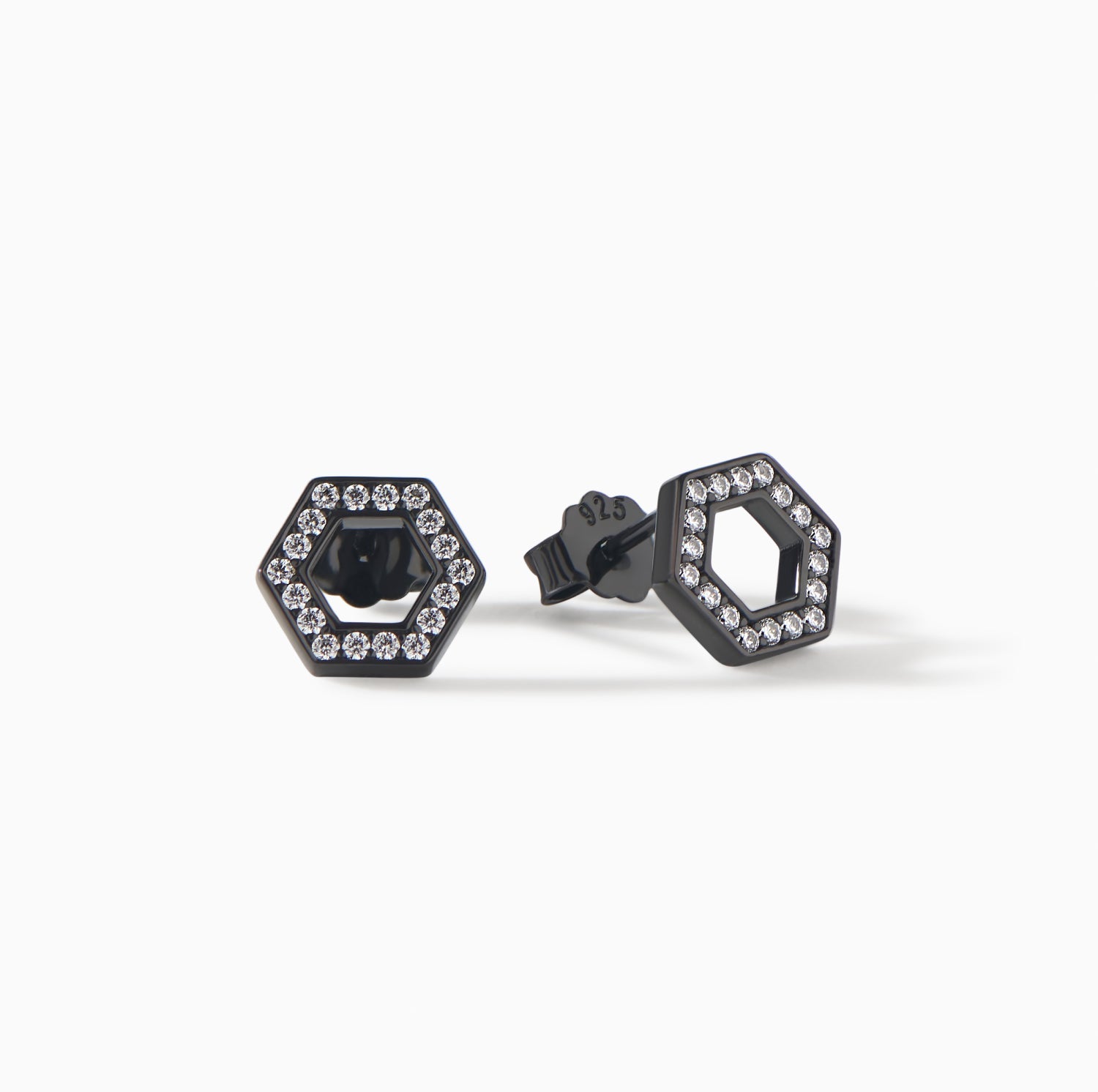 Olivia Stud Earrings in black finish with black CZ from Ora Ana