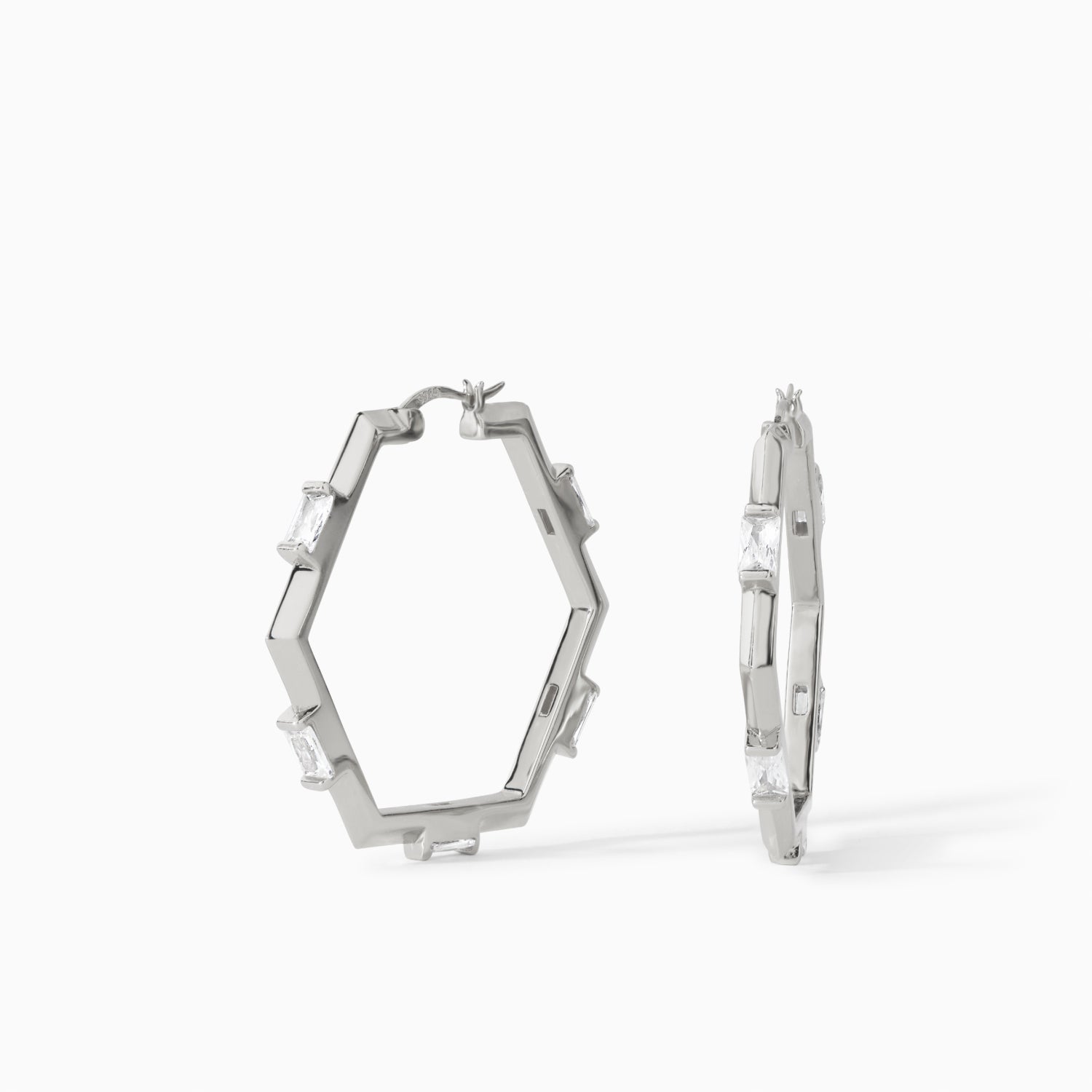 Claire Hoop Earrings medium in sterling silver with white CZ from Ora Ana