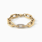 Ora Ana Daphne Link Bracelet in stainless steel with a pave oval link