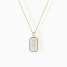 Tessa Tag Necklace with a mother of pearl pendant from Ora Ana